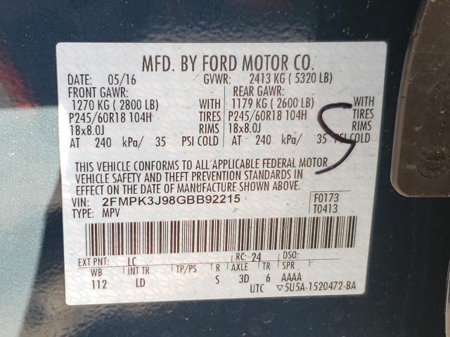 Photo 9 VIN: 2FMPK3J98GBB92215 - FORD EDGE 