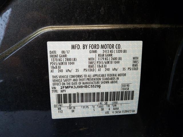 Photo 9 VIN: 2FMPK3J98HBC55296 - FORD EDGE SEL 