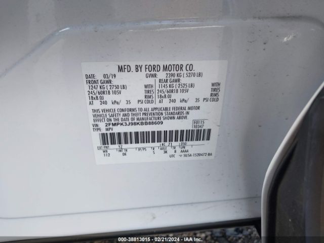 Photo 8 VIN: 2FMPK3J98KBB88609 - FORD EDGE 