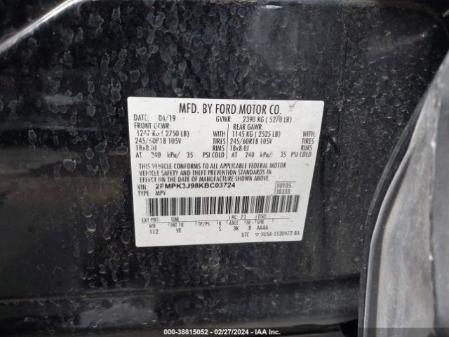 Photo 8 VIN: 2FMPK3J98KBC03724 - FORD EDGE 