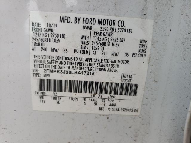 Photo 13 VIN: 2FMPK3J98LBA17215 - FORD EDGE SEL 