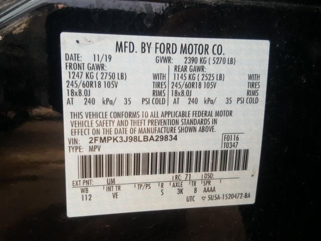 Photo 9 VIN: 2FMPK3J98LBA29834 - FORD EDGE SEL 