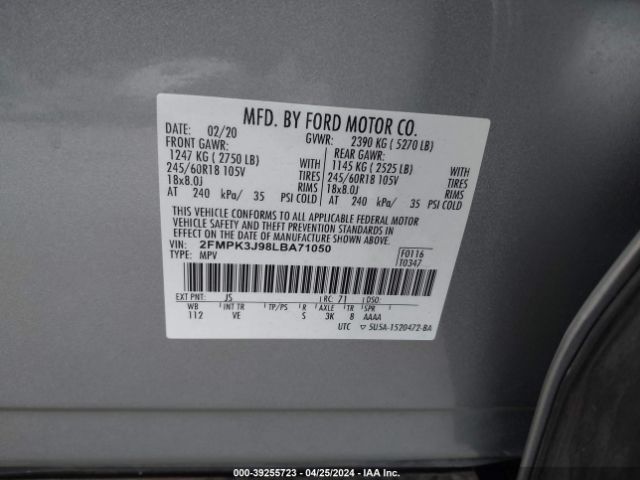 Photo 8 VIN: 2FMPK3J98LBA71050 - FORD EDGE 