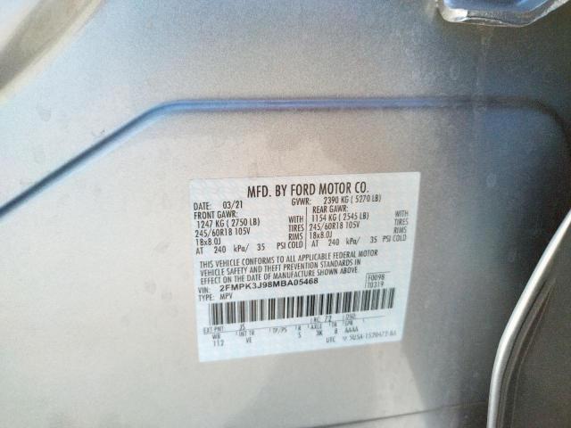 Photo 9 VIN: 2FMPK3J98MBA05468 - FORD EDGE SEL 