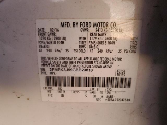 Photo 11 VIN: 2FMPK3J99GBB29818 - FORD EDGE SEL 