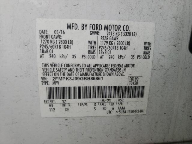 Photo 12 VIN: 2FMPK3J99GBB86861 - FORD EDGE SEL 