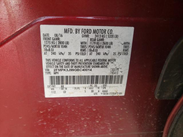 Photo 9 VIN: 2FMPK3J99GBC40014 - FORD EDGE 