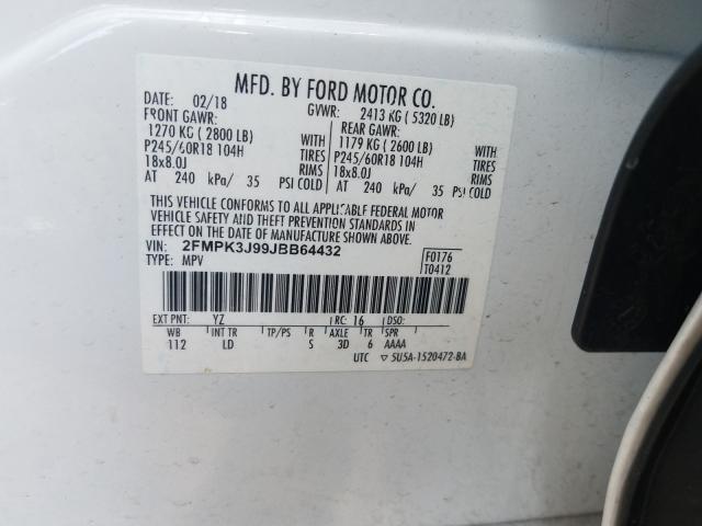 Photo 9 VIN: 2FMPK3J99JBB64432 - FORD EDGE SEL 