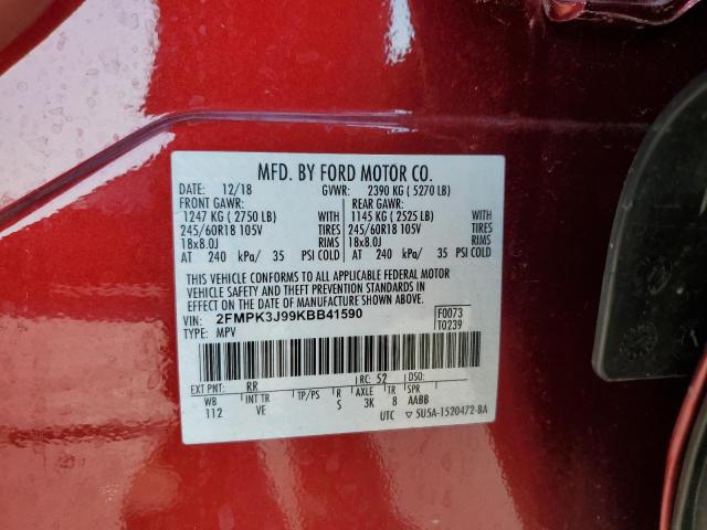 Photo 12 VIN: 2FMPK3J99KBB41590 - FORD EDGE SEL 