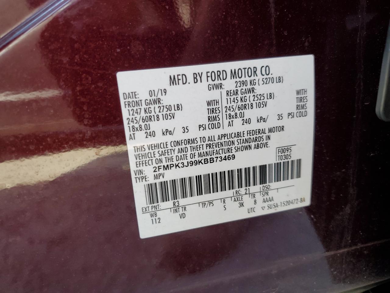 Photo 11 VIN: 2FMPK3J99KBB73469 - FORD EDGE 