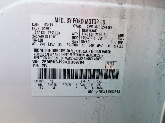 Photo 9 VIN: 2FMPK3J99KBB89784 - FORD EDGE SEL 