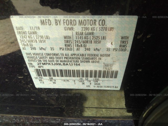 Photo 8 VIN: 2FMPK3J99LBA11164 - FORD EDGE 