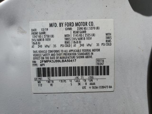 Photo 12 VIN: 2FMPK3J99LBA50417 - FORD EDGE SEL 