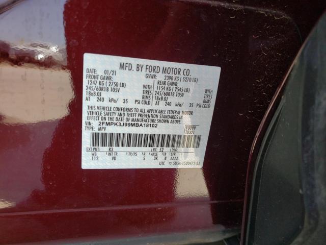 Photo 9 VIN: 2FMPK3J99MBA18102 - FORD EDGE SEL 