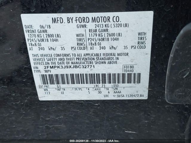 Photo 8 VIN: 2FMPK3J9XJBC32771 - FORD EDGE 