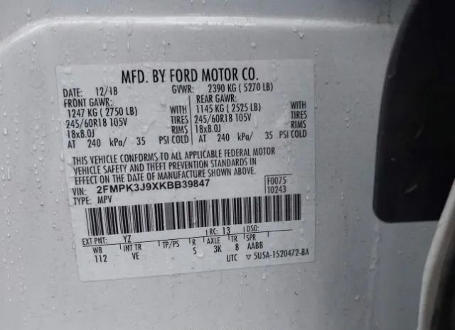 Photo 8 VIN: 2FMPK3J9XKBB39847 - FORD EDGE 