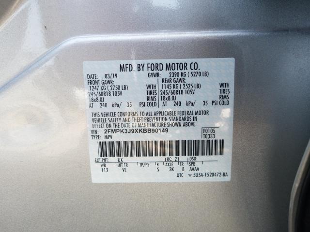 Photo 9 VIN: 2FMPK3J9XKBB90149 - FORD EDGE SEL 