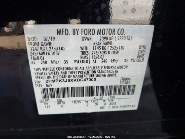 Photo 8 VIN: 2FMPK3J9XKBC47000 - FORD EDGE 