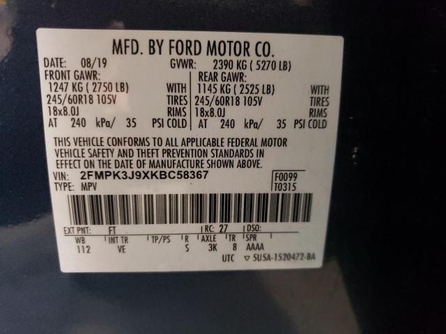 Photo 9 VIN: 2FMPK3J9XKBC58367 - FORD EDGE SEL 