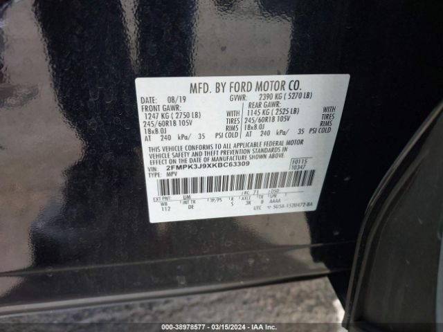 Photo 8 VIN: 2FMPK3J9XKBC63309 - FORD EDGE 