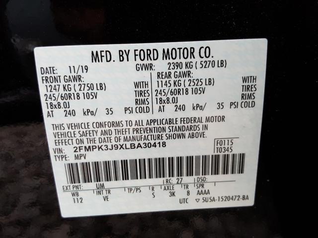 Photo 9 VIN: 2FMPK3J9XLBA30418 - FORD EDGE SEL 