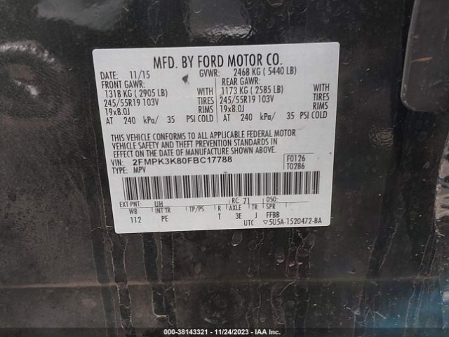 Photo 8 VIN: 2FMPK3K80FBC17788 - FORD EDGE 