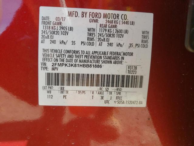 Photo 12 VIN: 2FMPK3K81HBB81886 - FORD EDGE 