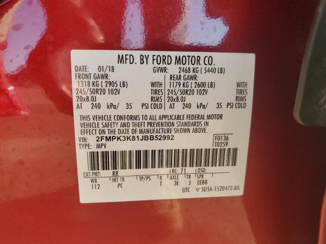 Photo 12 VIN: 2FMPK3K81JBB52992 - FORD EDGE TITAN 