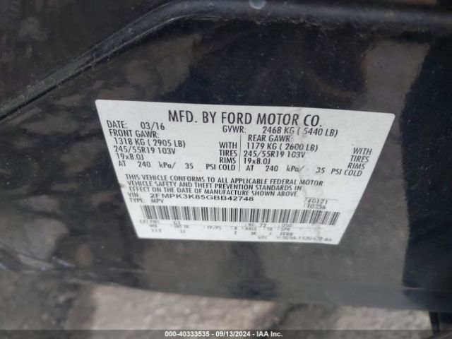 Photo 8 VIN: 2FMPK3K85GBB42748 - FORD EDGE 