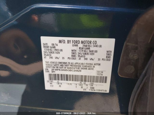 Photo 8 VIN: 2FMPK3K85GBC24429 - FORD EDGE 