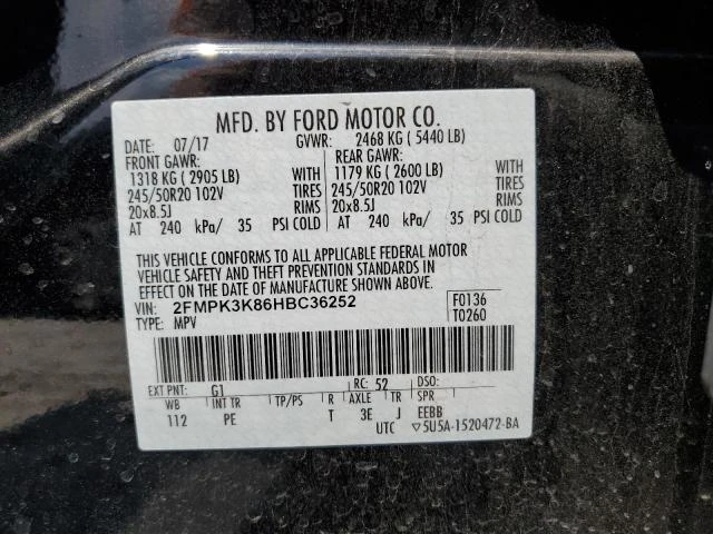 Photo 12 VIN: 2FMPK3K86HBC36252 - FORD EDGE TITAN 