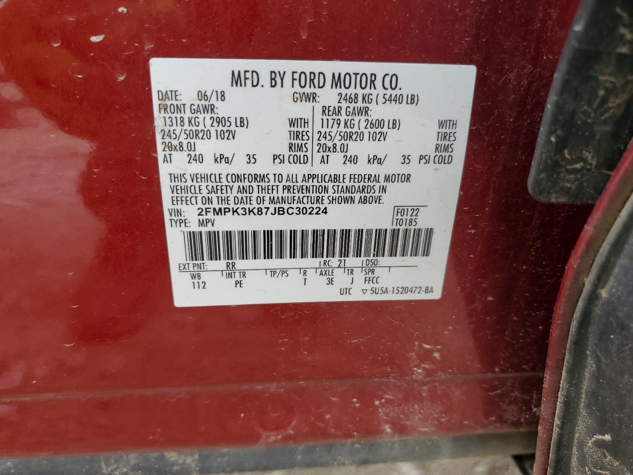 Photo 13 VIN: 2FMPK3K87JBC30224 - FORD EDGE 