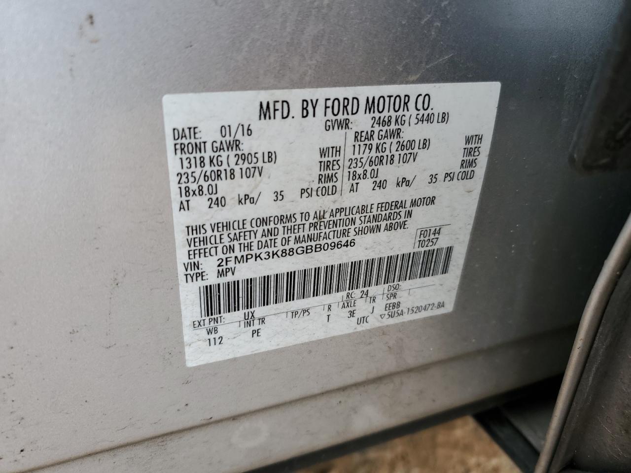 Photo 13 VIN: 2FMPK3K88GBB09646 - FORD EDGE 