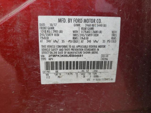 Photo 12 VIN: 2FMPK3K88JBB04681 - FORD EDGE TITAN 