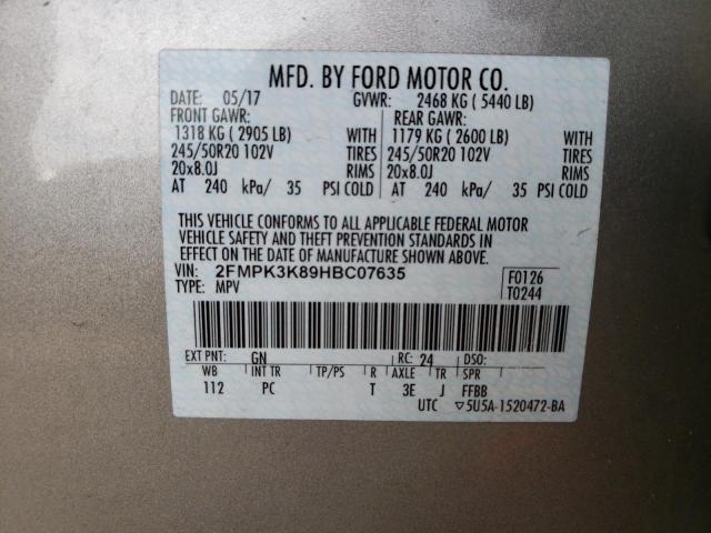 Photo 9 VIN: 2FMPK3K89HBC07635 - FORD EDGE TITAN 