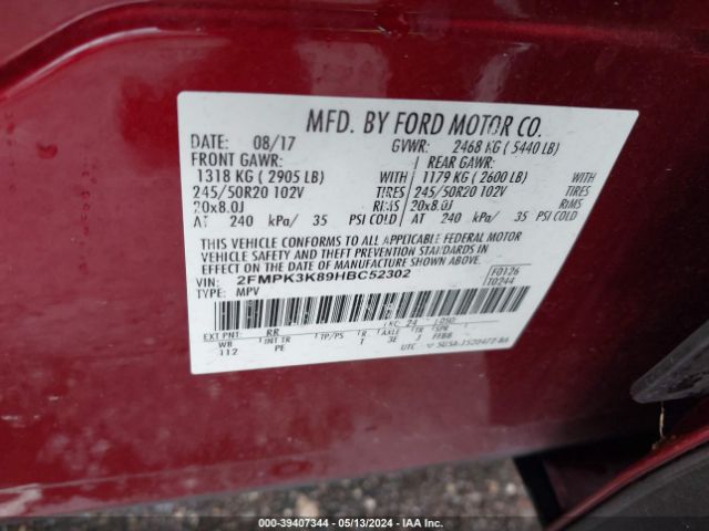 Photo 8 VIN: 2FMPK3K89HBC52302 - FORD EDGE 