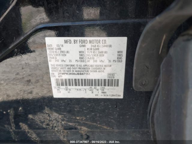 Photo 8 VIN: 2FMPK3K89JBB87151 - FORD EDGE 