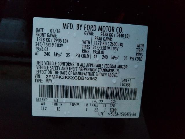 Photo 9 VIN: 2FMPK3K8XGBB12662 - FORD EDGE 