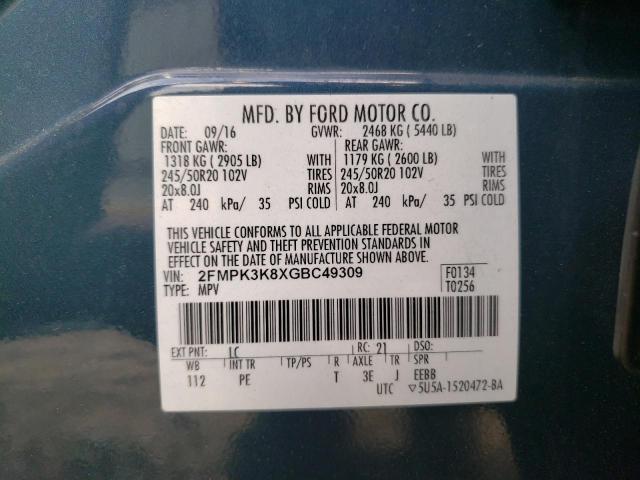 Photo 9 VIN: 2FMPK3K8XGBC49309 - FORD EDGE TITAN 