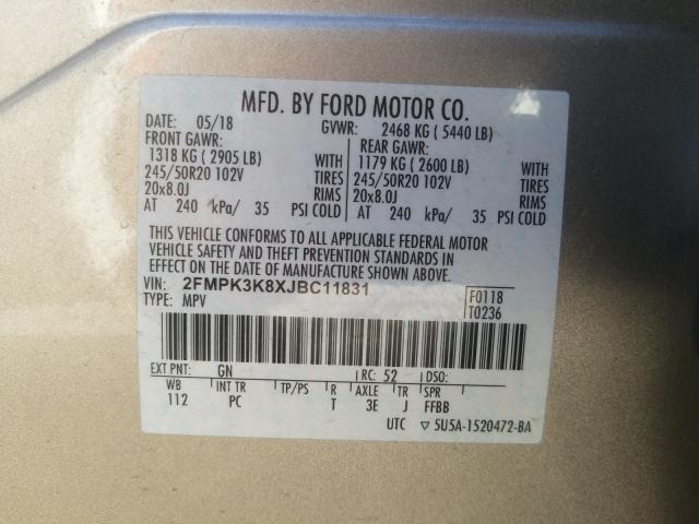 Photo 9 VIN: 2FMPK3K8XJBC11831 - FORD EDGE 