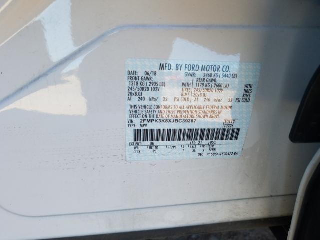 Photo 9 VIN: 2FMPK3K8XJBC39287 - FORD EDGE 