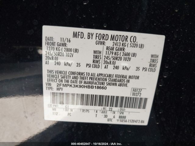 Photo 8 VIN: 2FMPK3K90HBB18660 - FORD EDGE 