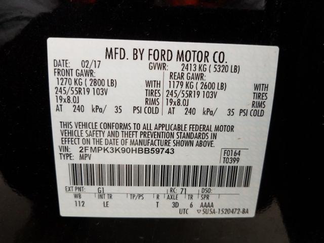 Photo 9 VIN: 2FMPK3K90HBB59743 - FORD EDGE TITAN 