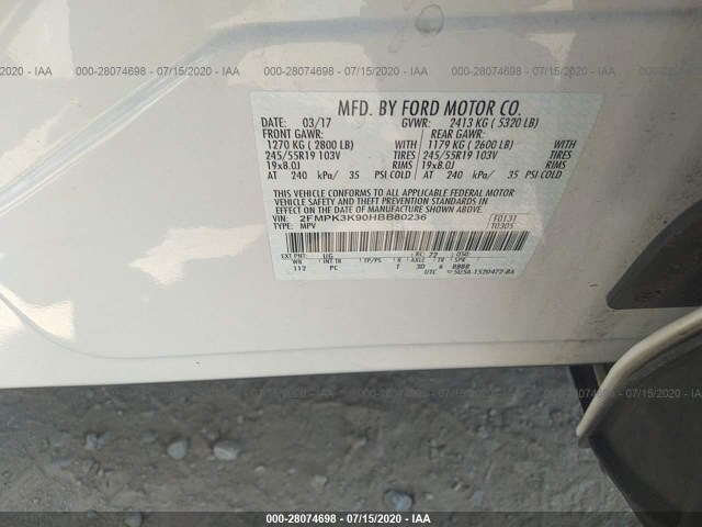 Photo 8 VIN: 2FMPK3K90HBB80236 - FORD EDGE 