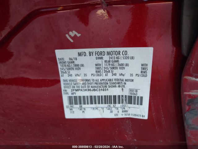 Photo 8 VIN: 2FMPK3K90JBC31031 - FORD EDGE 