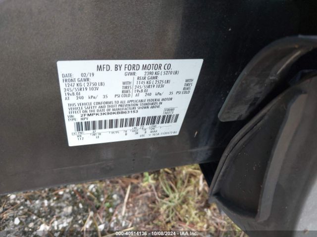 Photo 8 VIN: 2FMPK3K90KBB63153 - FORD EDGE 