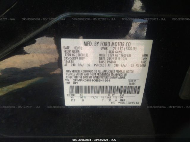 Photo 8 VIN: 2FMPK3K91GBB41864 - FORD EDGE 