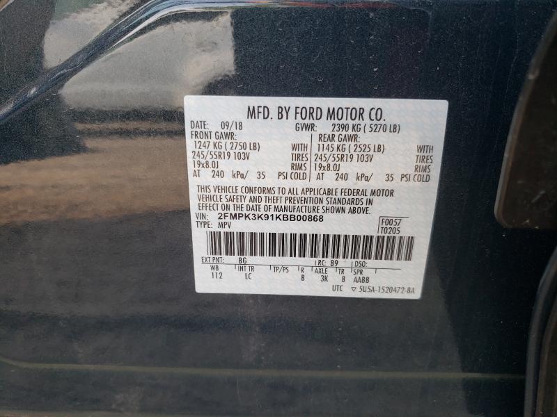 Photo 9 VIN: 2FMPK3K91KBB00868 - FORD EDGE TITAN 