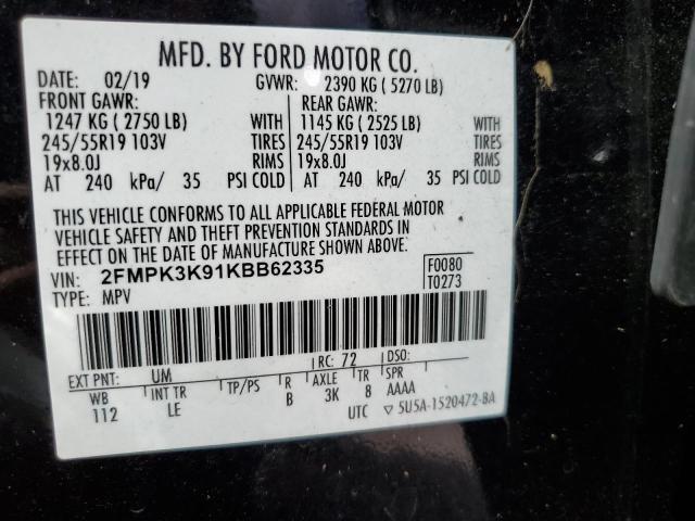 Photo 9 VIN: 2FMPK3K91KBB62335 - FORD EDGE TITAN 