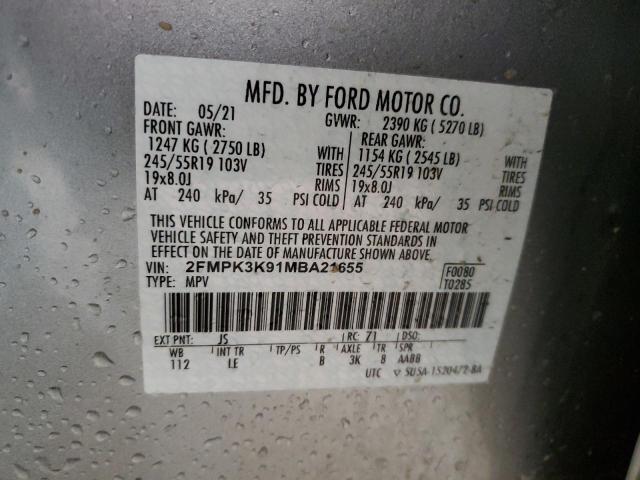 Photo 11 VIN: 2FMPK3K91MBA21655 - FORD EDGE 